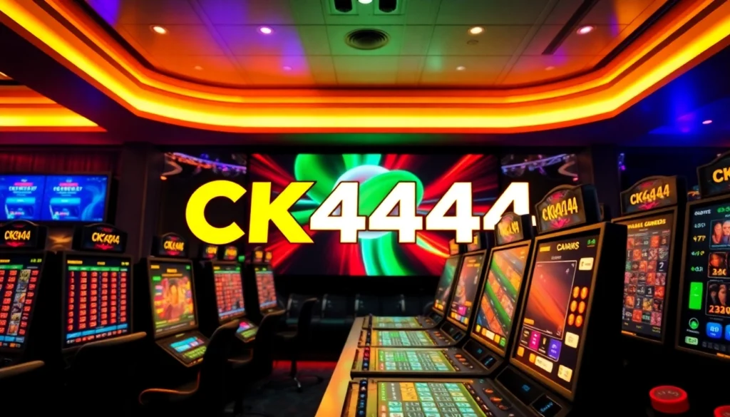 Engaging CK4444 bet scene showing a user placing a wager on sleek digital screens with vibrant casino visuals for online gaming excitement.