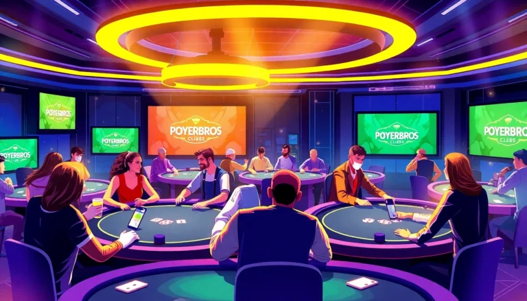 Pokerbros clubs feature busy online poker tables with players from around the world engaging in high-stakes and recreational games.