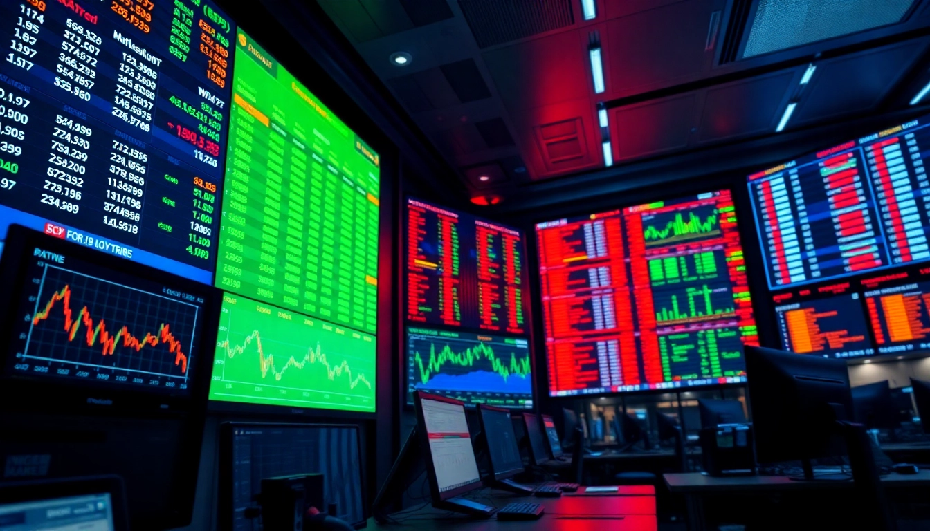 Up-to-date Stocks and Shares News analysis with digital stock charts and trading screens in a
