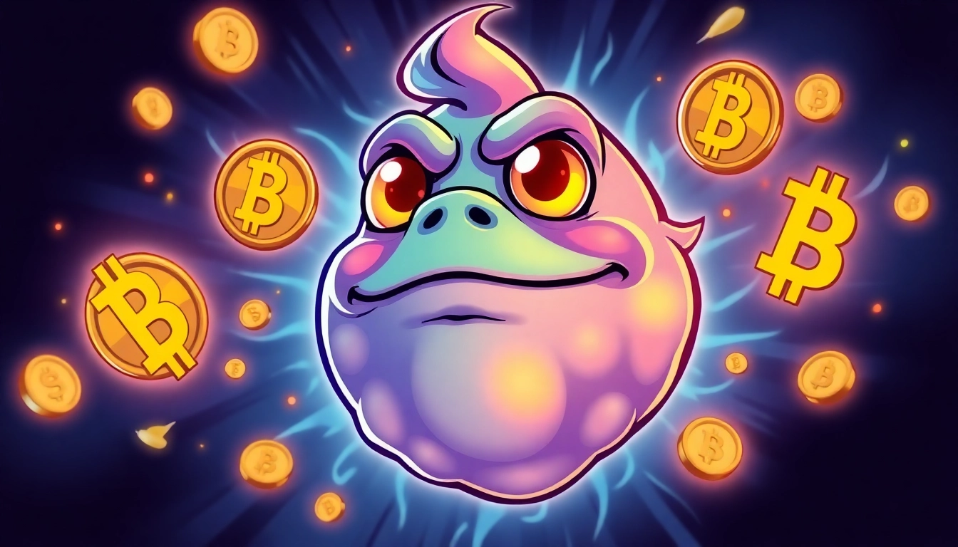 Pepe Coin Meme illustration showing Pepe with crypto symbols for meme coin enthusiasts