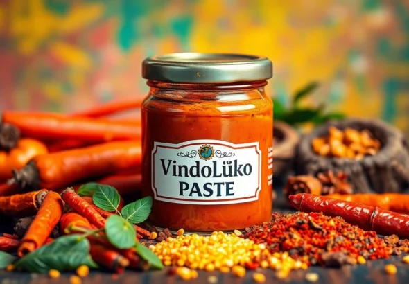 Authentic Vindaloo Paste showcased with spices for cooking enthusiasts and food lovers